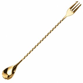 Barlöffel mit Gabel Gold 30 cm