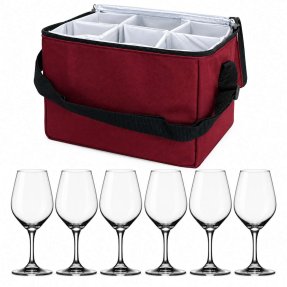 Expert Weinverkostungsset mit 6 Gläsern und weinroter Tasche