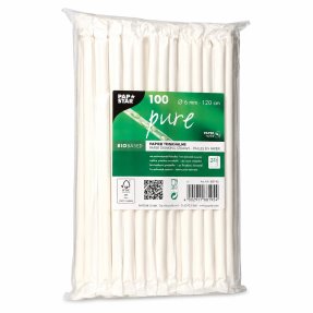 Papierstrohhalm weiß biegsam 20 cm, einzeln verp. 100er-Pack