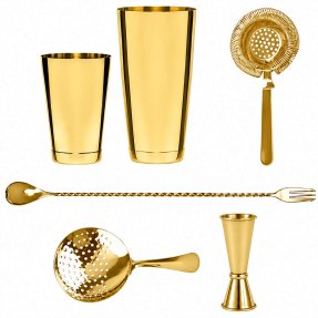 Speakeasy Bar Set aus vergoldetem Metall