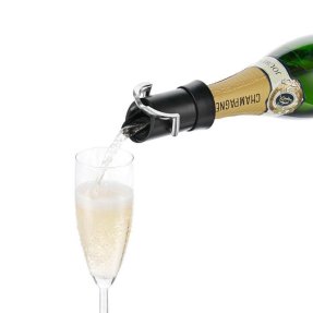 Champagnerverschluss mit Ausgießer – Schwarz