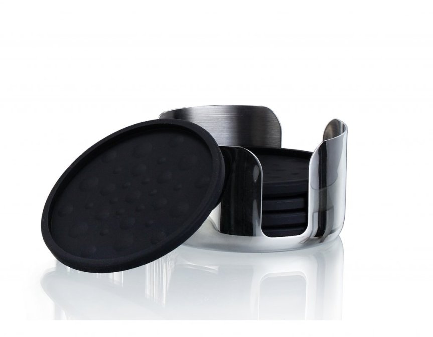 Glasunderlägg svart silikon 5-pack