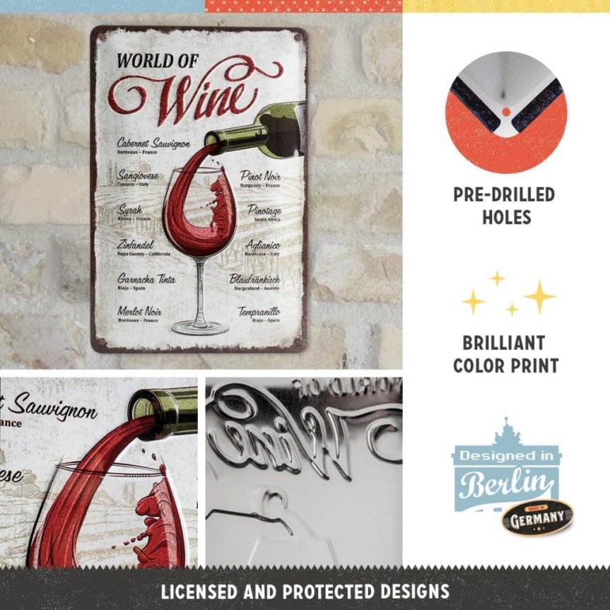 Barschild World of Wine 20x30 cm