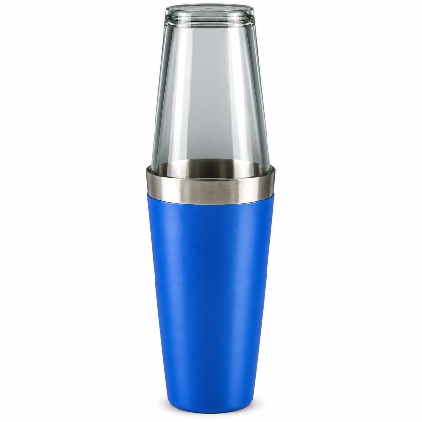 Zoombild von Bostonshaker blau mit Shaker-Glas