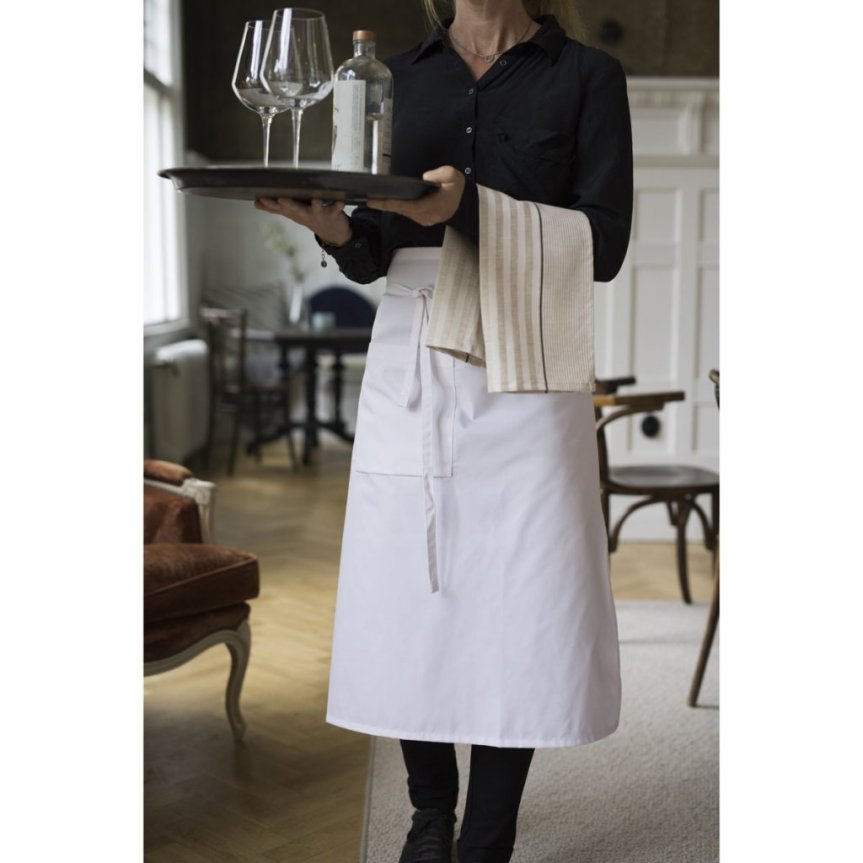 Brustschürze weiß mit Tasche
