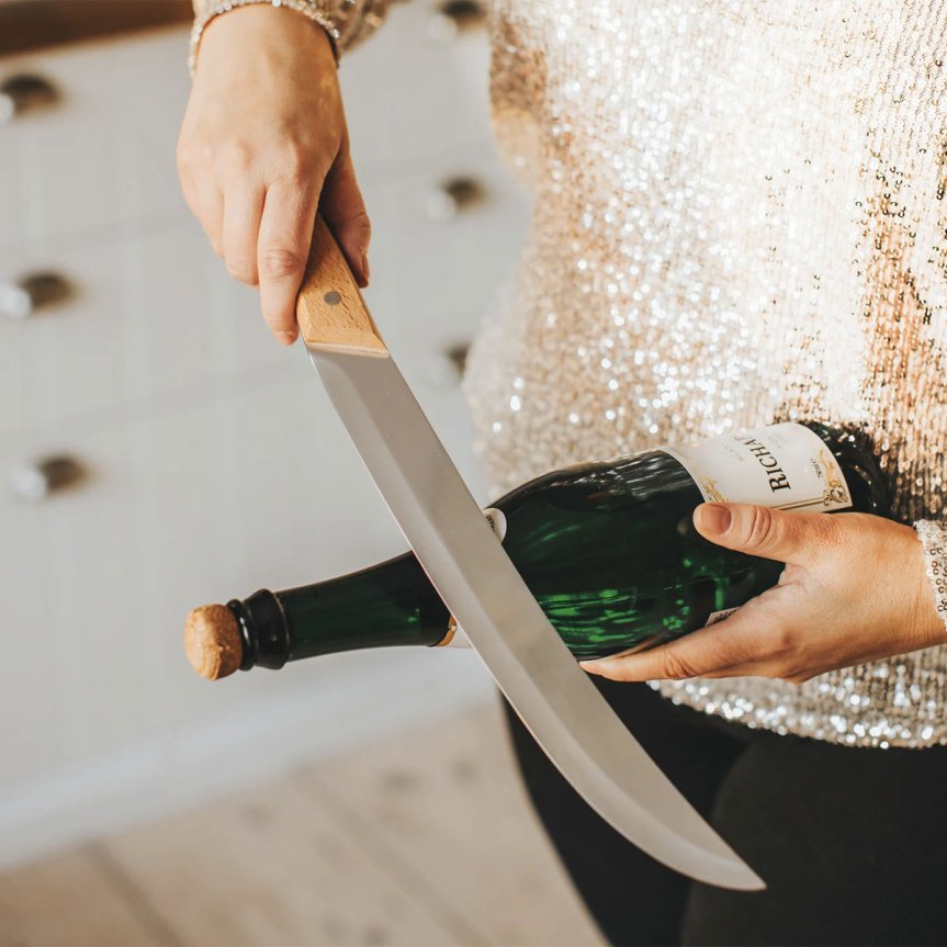 Charlie Champagnersäbel mit hellem Holzgriff