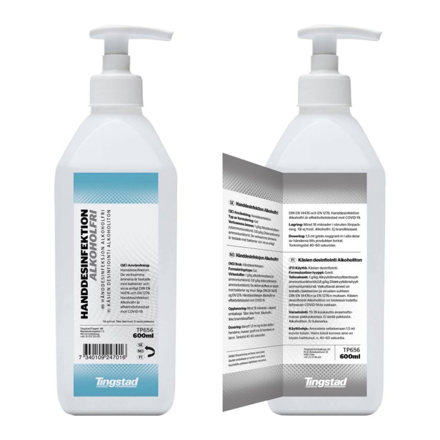 Handdesinfektion alkoholfri 600 ml med pump