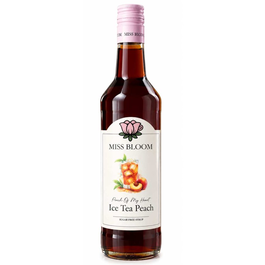 Zoombild von Miss Bloom Zuckerfreier Pfirsich-Eistee-Sirup – Peach of My Heart – 50 cl