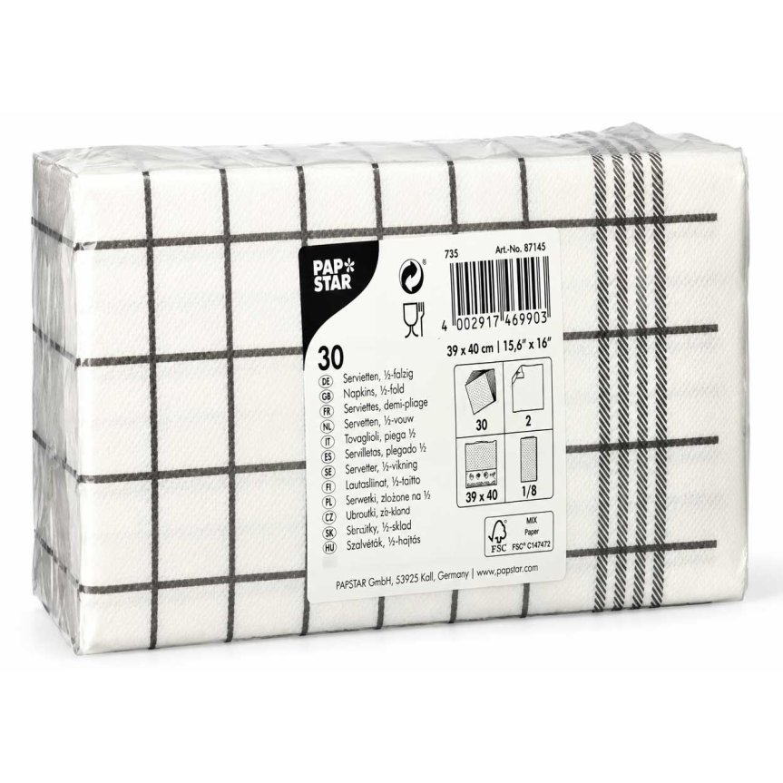 Zoombild von Servietten PUNTO 39 x 40 cm grau Kitchen Towel 30er-Pack