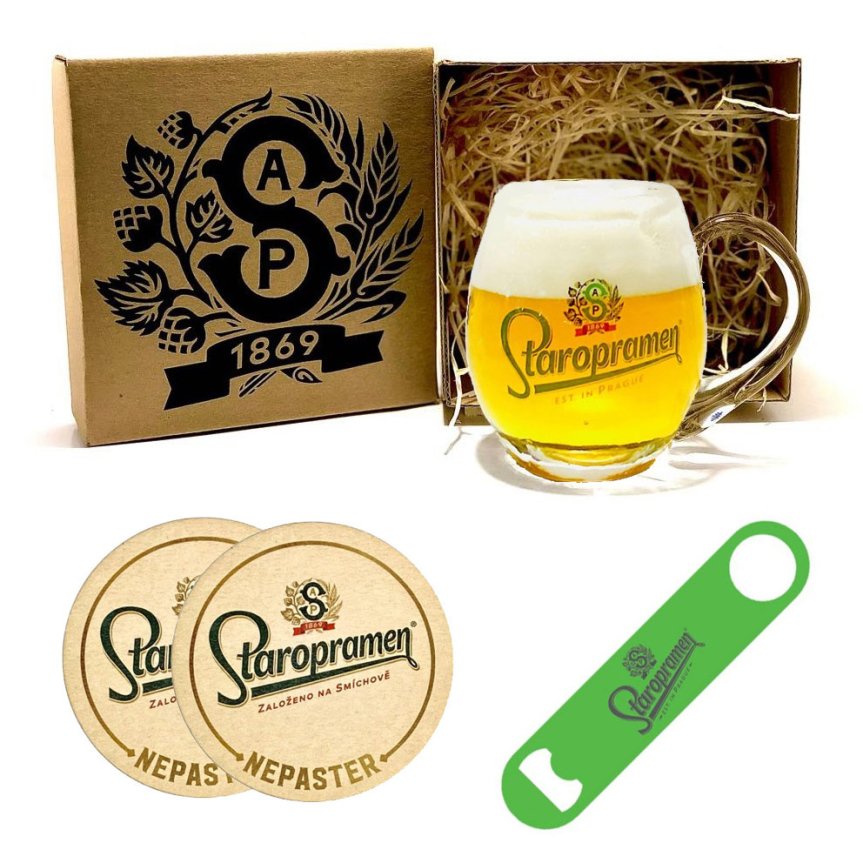 Zoombild von Staropramen replica 1930s ölglas, underlägg och öppnare presentpack