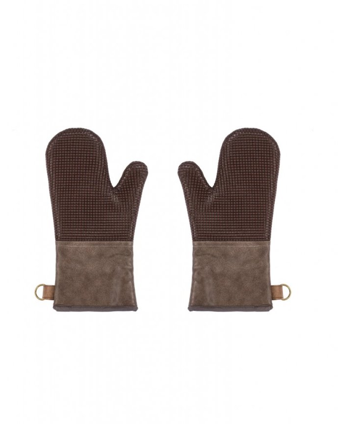 Grillvantar Ziczac brun läderimitation