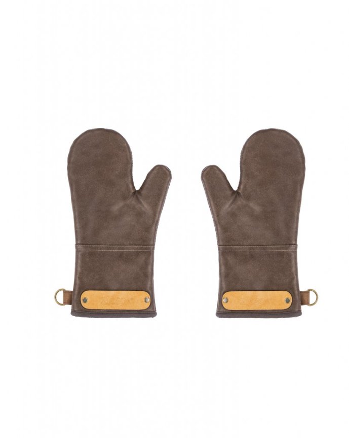 Grillvantar Ziczac brun läderimitation