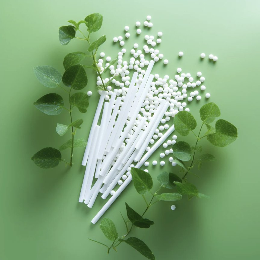 Weiße Strohhalme aus Biokunststoff, 15 cm, 50er-Pack