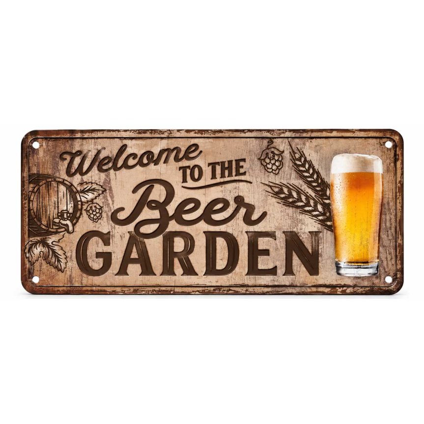 Zoombild von Barschild Welcome to the beer garden 10x20 cm